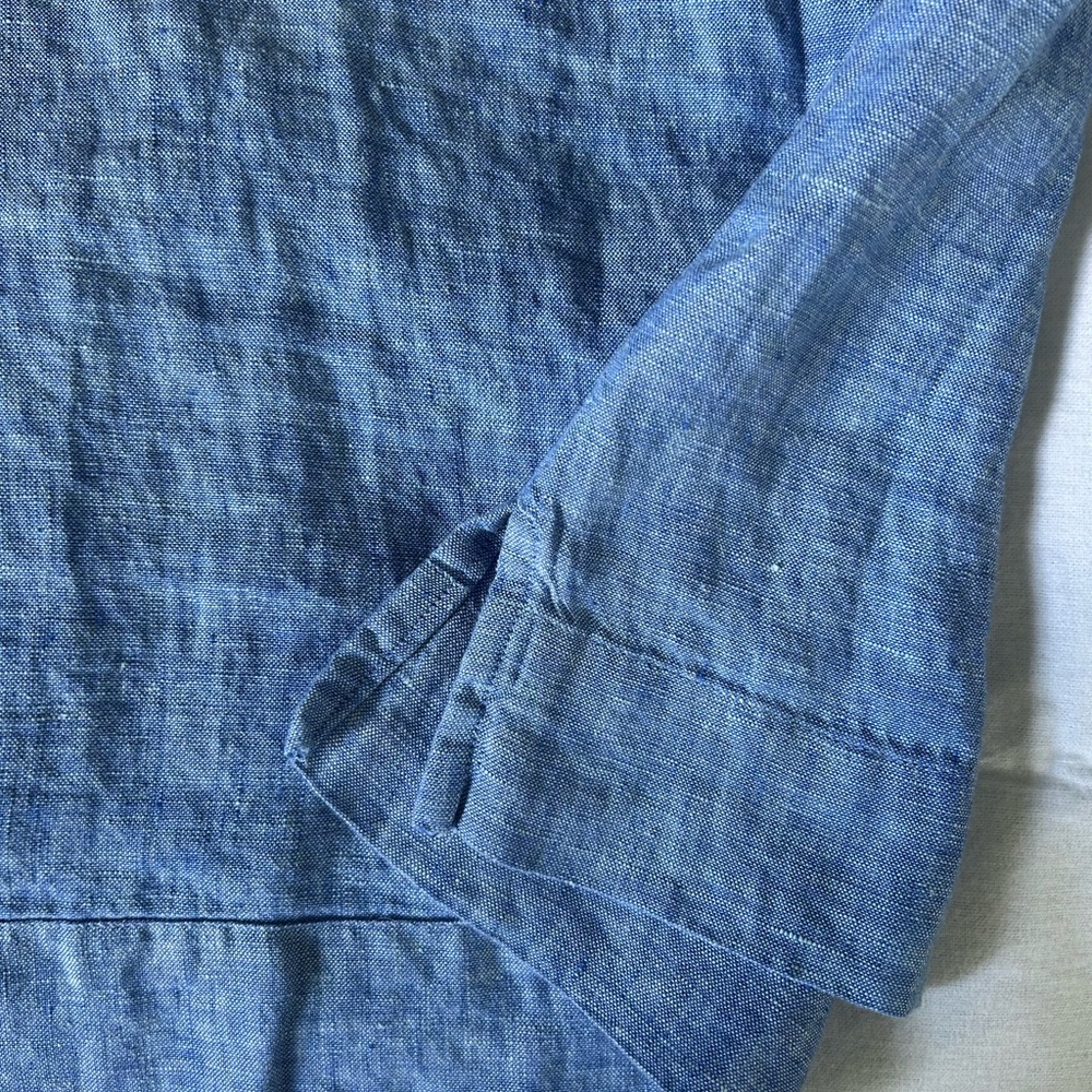 Lilly Pulitzer Mialeigh BLUE Linen Blouse, Size 6 - Picture 14 of 16
